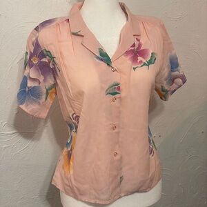 Perfect in Peach Floral Button-Up Blouse